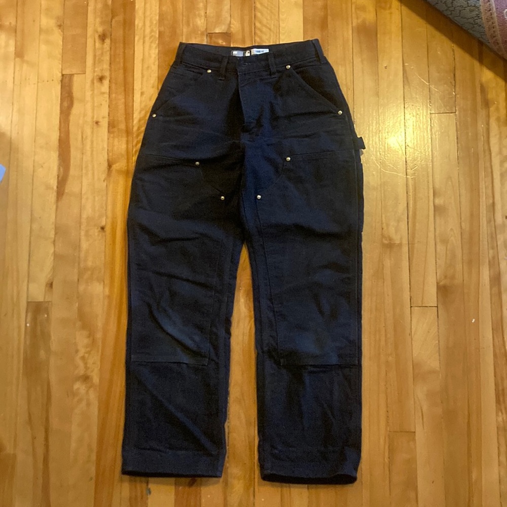 Black Loose Fit Double Front Carhartt Work Pants 29x32